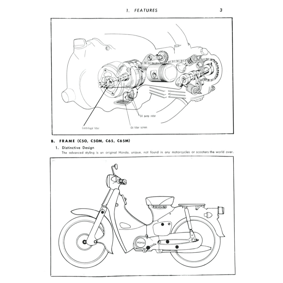 HONDA CUB50-65 C50 C65 (1966-1980) SERVICE WORKSHOP MANUAL + PARTS CATALOGUE + OWNER'S MANUAL