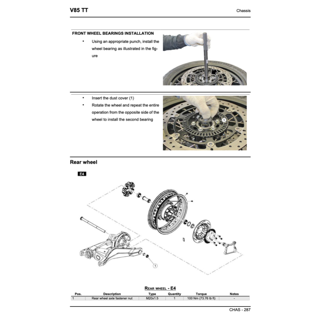 MOTO GUZZI V85TT 850 (2019+) SERVICE WORKSHOP MANUAL + PARTS CATALOGUE + OWNER'S MANUAL