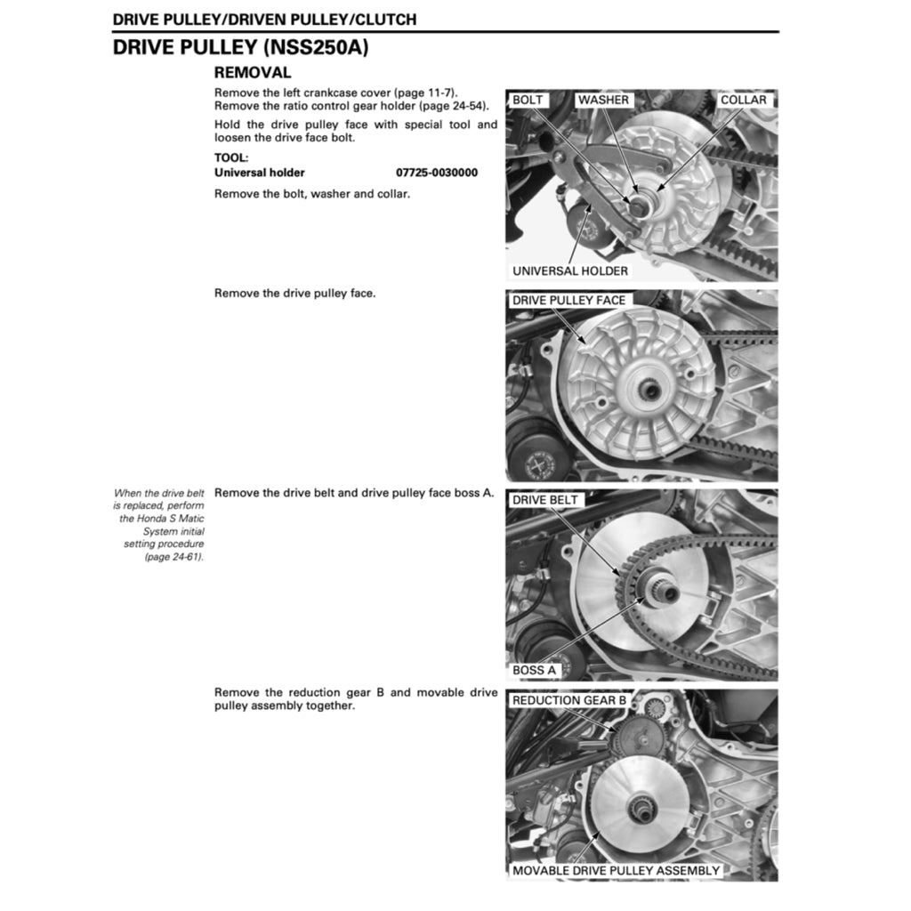 HONDA FORZA NSS250/A/S (2001-2008) SERVICE WORKSHOP MANUAL + OWNER'S MANUAL