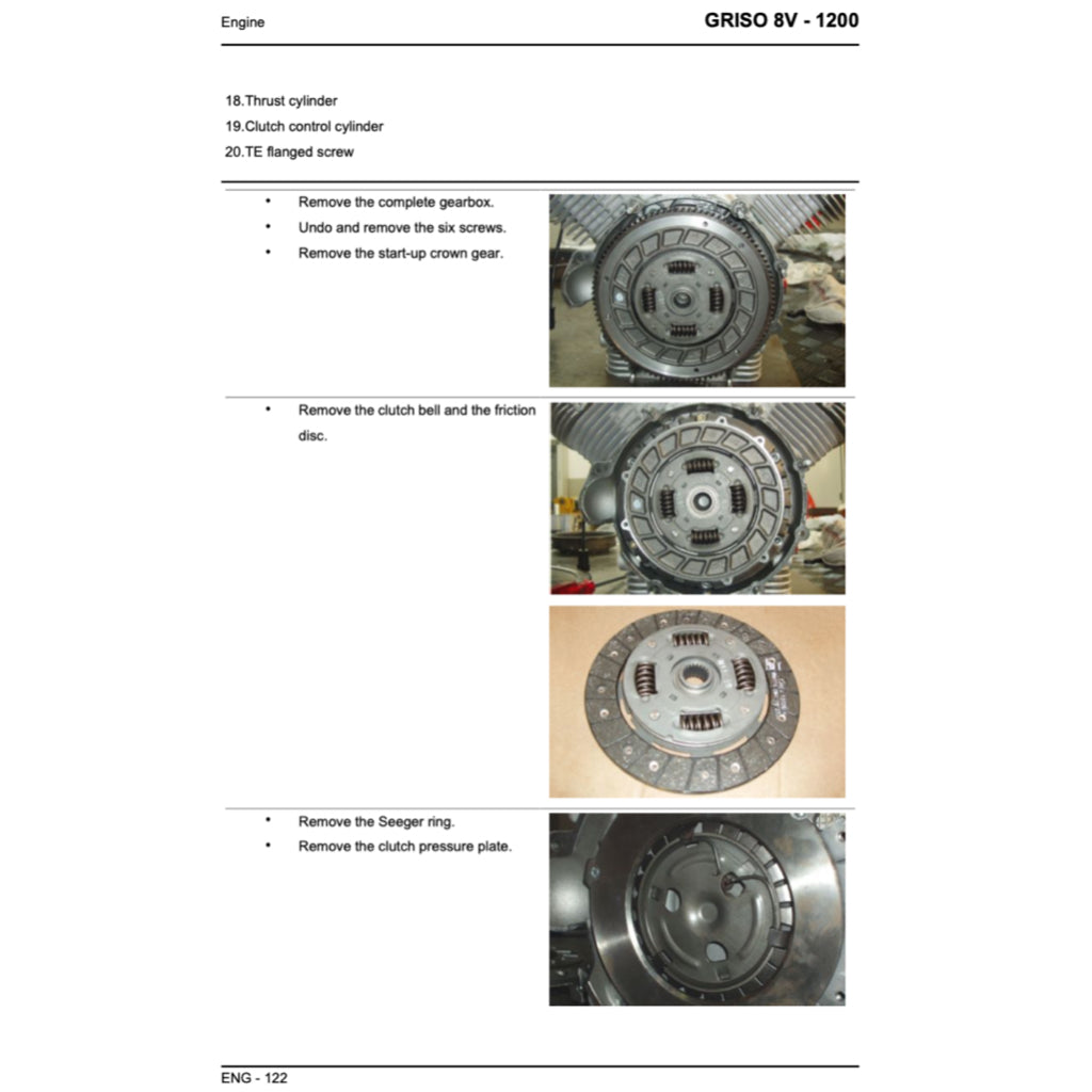 MOTO GUZZI GRISO 8V 1200 (2007-2017) SERVICE WORKSHOP MANUAL + PARTS CATALOGUE + OWNER'S MANUAL