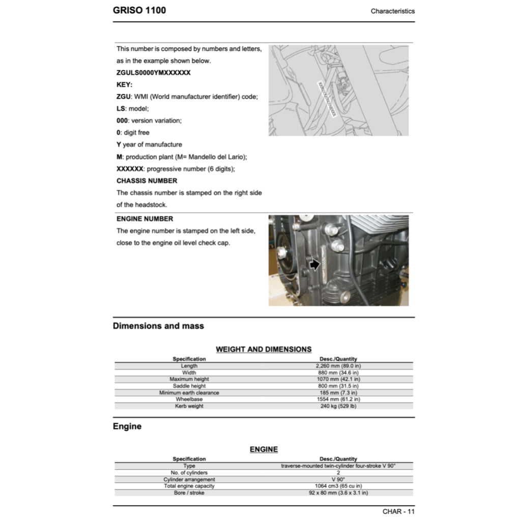 MOTO GUZZI GRISO 1100 (2005-2015) SERVICE WORKSHOP MANUAL + PARTS CATALOGUE + OWNER'S MANUAL