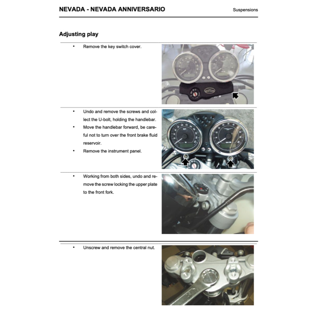 MOTO GUZZI NEVADA / ANNIVERSARIO 750 (2012+) SERVICE WORKSHOP MANUAL + PARTS CATALOGUE + OWNER'S MANUAL