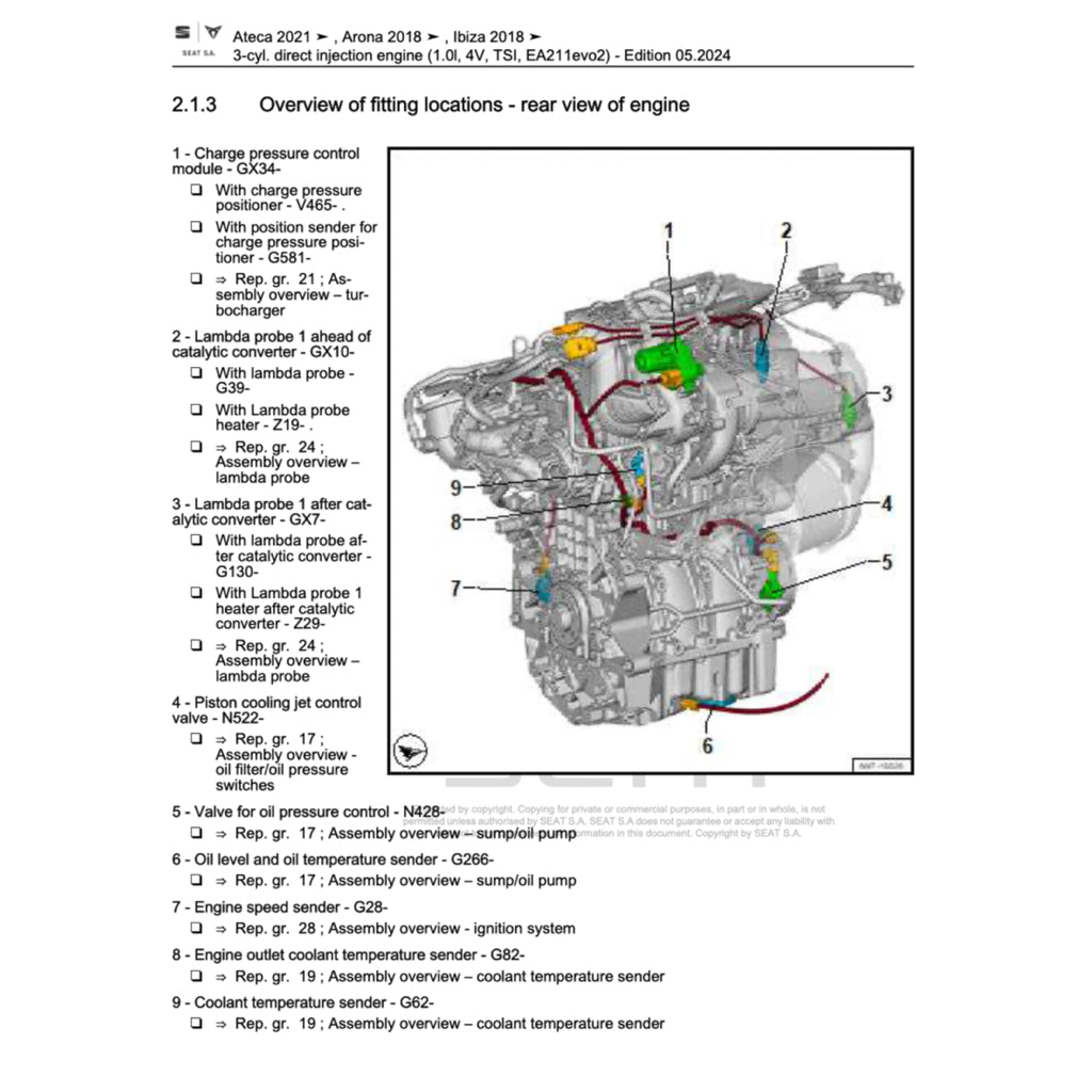 SEAT ARONA KJ7 (2017+) SERVICE WORKSHOP MANUAL