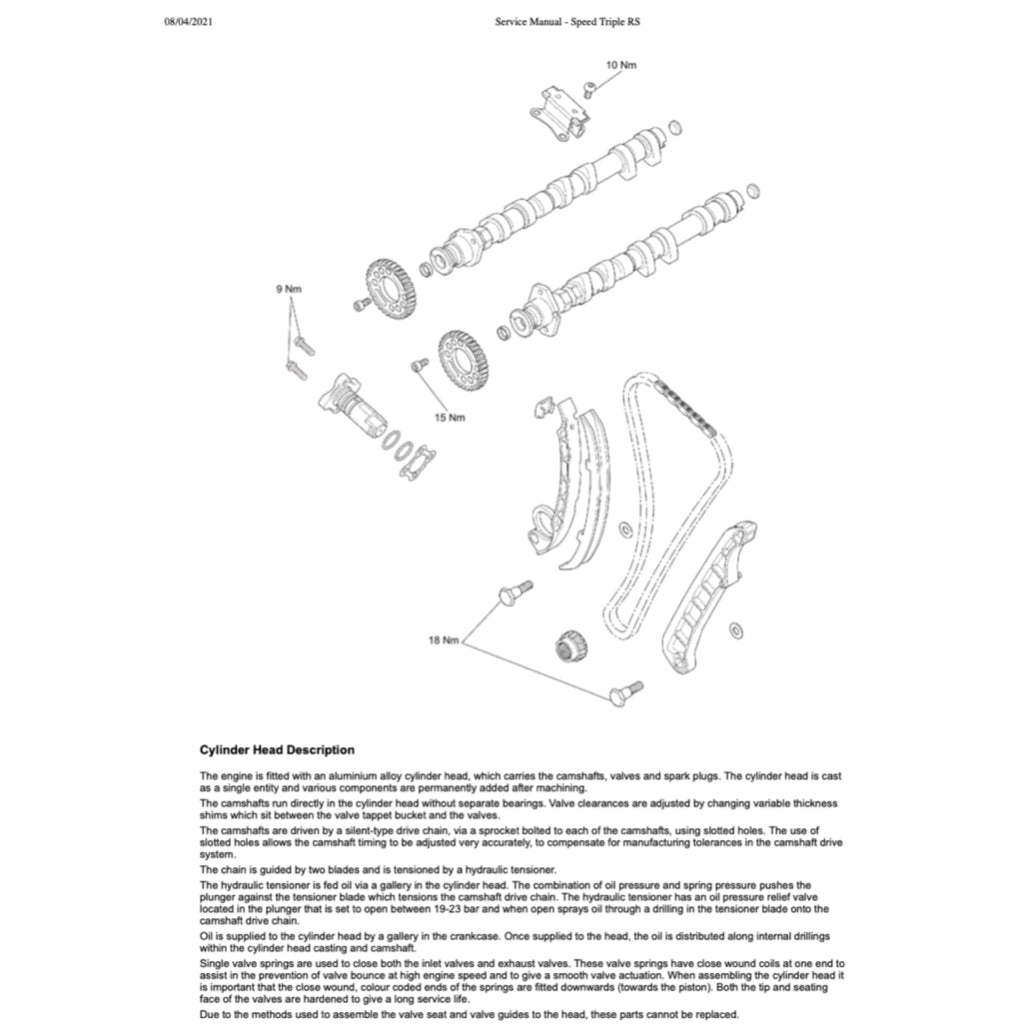 TRIUMPH SPEED TRIPLE 1050 RS (2018-2020) SERVICE MANUAL + OWNER'S MANUAL
