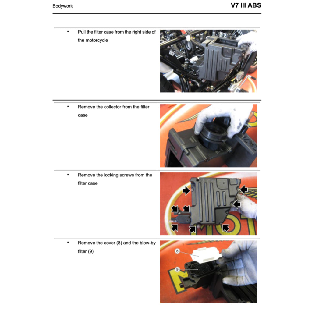 MOTO GUZZI V7 III E4 (2017-2021) SERVICE WORKSHOP MANUAL + PARTS CATALOGUE + OWNER'S MANUAL