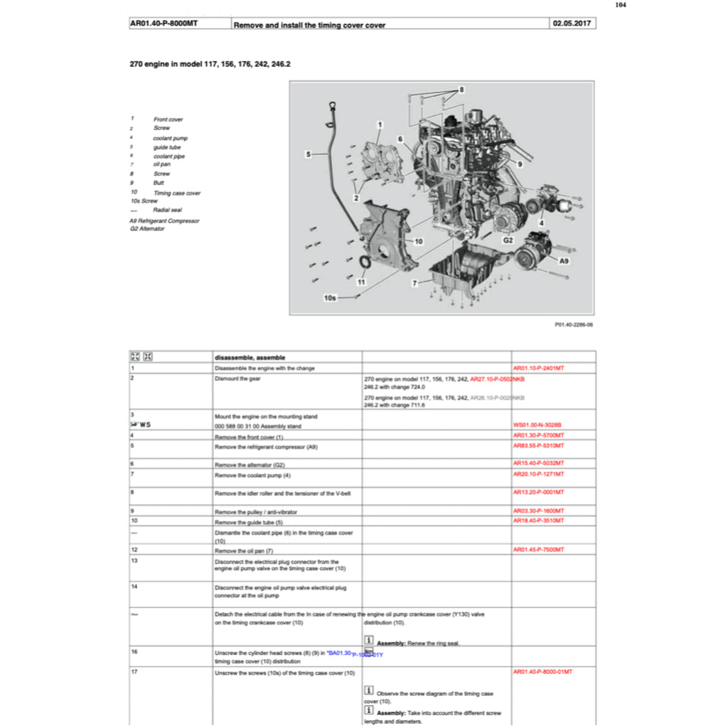 MERCEDES-BENZ B-CLASS W246 M270 (2012-2018) SERVICE WORKSHOP MANUAL