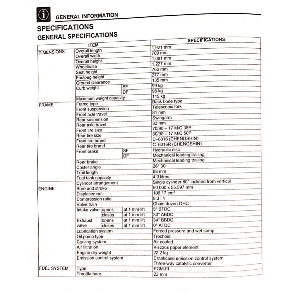 HONDA WAVE ALPHA 110  AFP1100SF (2023+) SERVICE WORKSHOP MANUAL + PARTS CATALOGUE +OWNER'S MANUAL