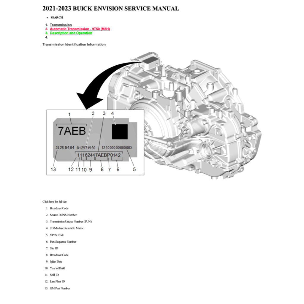 BUICK ENVISION (2021+) SERVICE WORKSHOP MANUAL