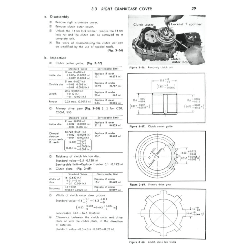 HONDA CUB50-65 C50 C65 (1966-1980) SERVICE WORKSHOP MANUAL + PARTS CATALOGUE + OWNER'S MANUAL