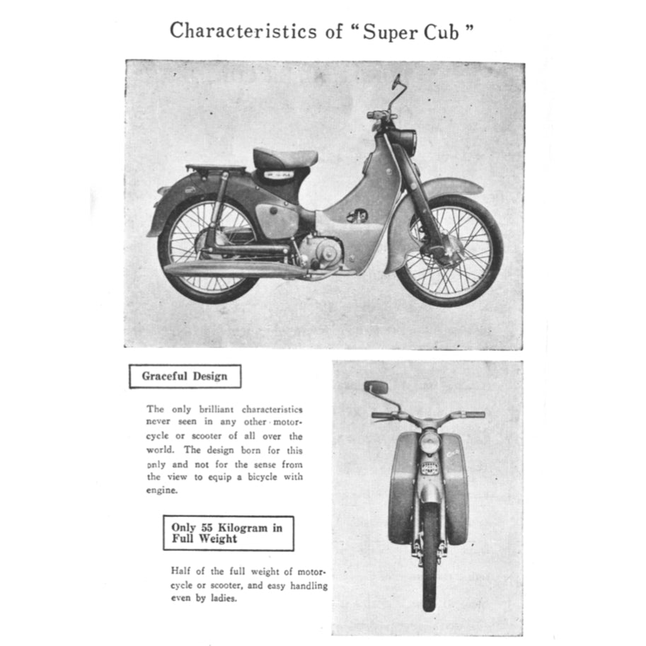 HONDA SUPER CUB C100 (1958-1967) SERVICE WORKSHOP MANUAL + PARTS CATALOGUE + OWNER'S MANUAL