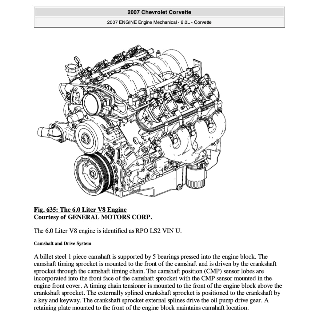 CHEVROLET CORVETTE C6 / Z06 (2005-2013) SERVICE WORKSHOP MANUAL