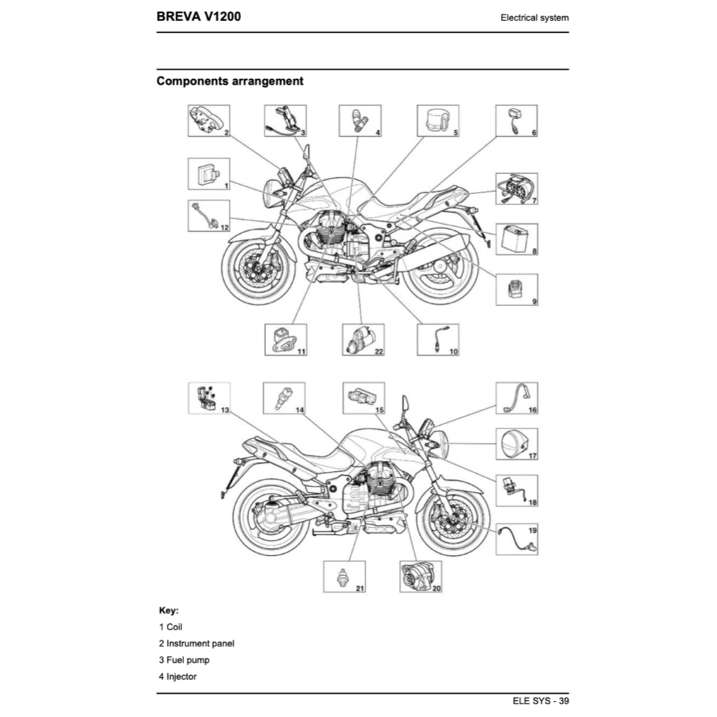 MOTO GUZZI BREVA V1200 (2008-2011) SERVICE WORKSHOP MANUAL + PARTS CATALOGUE + OWNER'S MANUAL