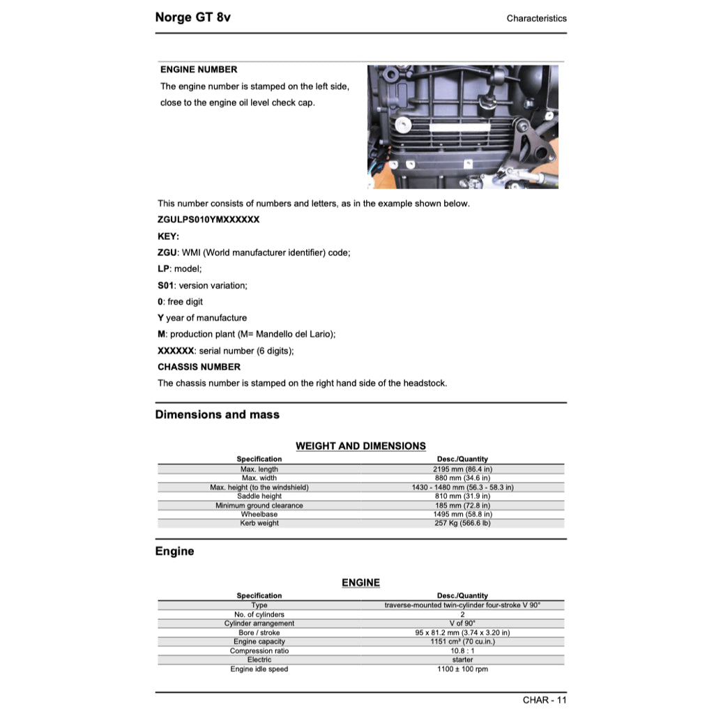 MOTO GUZZI NORGE GT 8V (2010-2013) SERVICE WORKSHOP MANUAL + PARTS CATALOGUE + OWNER'S MANUAL