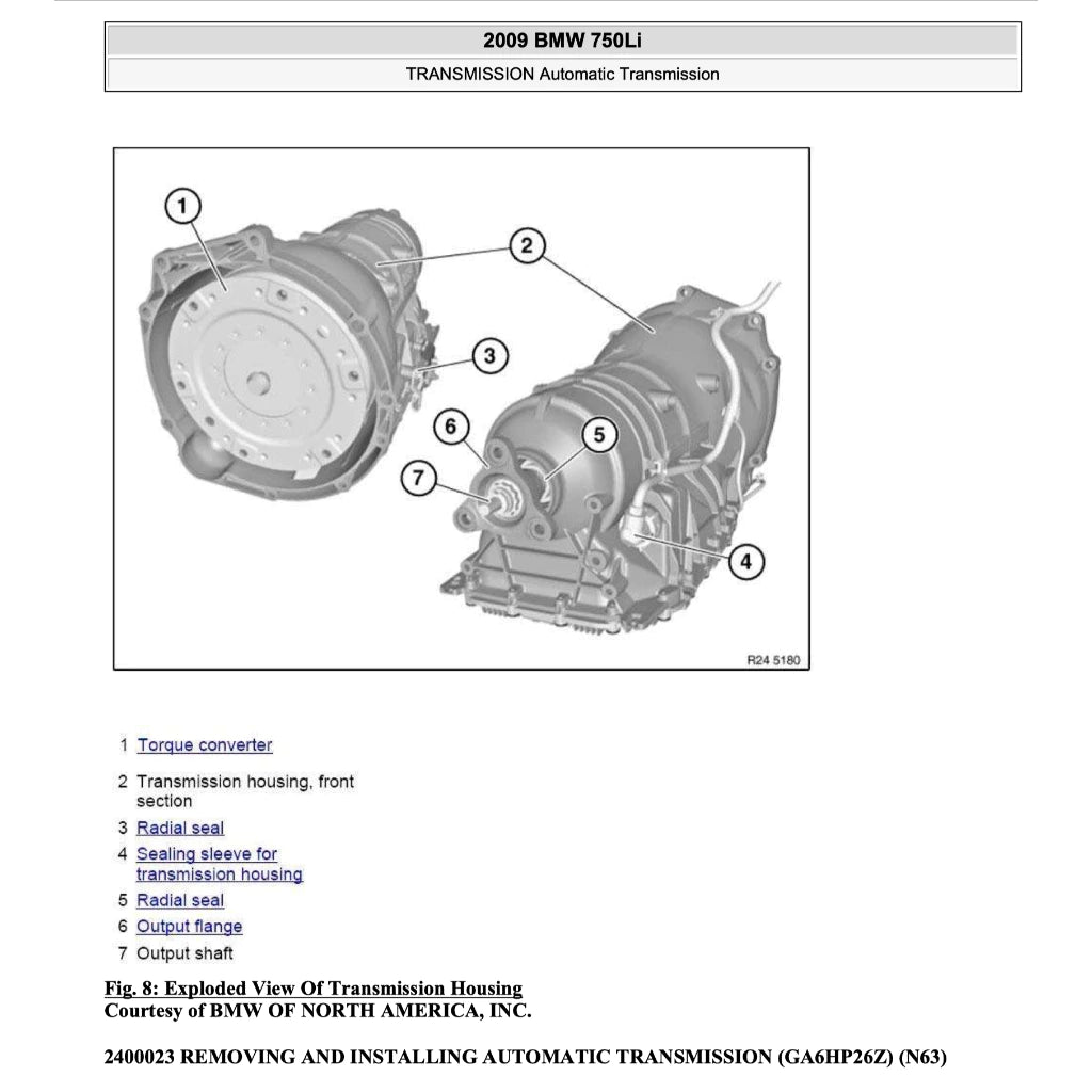 BMW 7 SERIES F01/02/03 750 LI/760Li (2008-2015) SERVICE WORKSHOP MANUAL