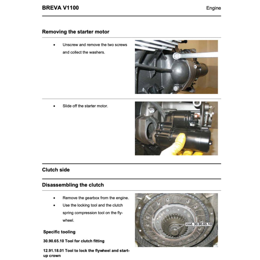 MOTO GUZZI BREVA V1100 (2005-2011) SERVICE WORKSHOP MANUAL + PARTS CATALOGUE + OWNER'S MANUAL