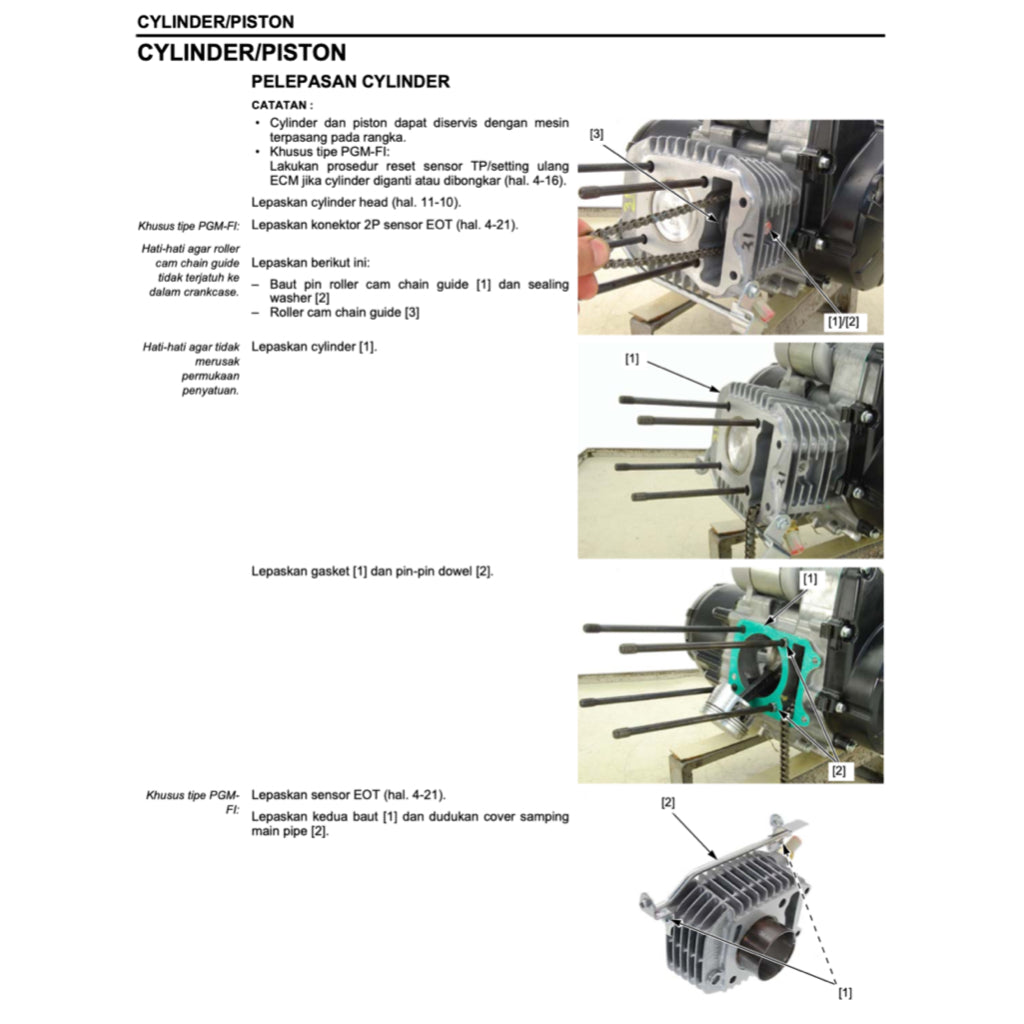 HONDA SUPRA 125 X HELM PGM-FI (2012+) SERVICE WORKSHOP MANUAL + PARTS CATALOGUE + OWNER'S MANUAL - BAHASA INDONESIA