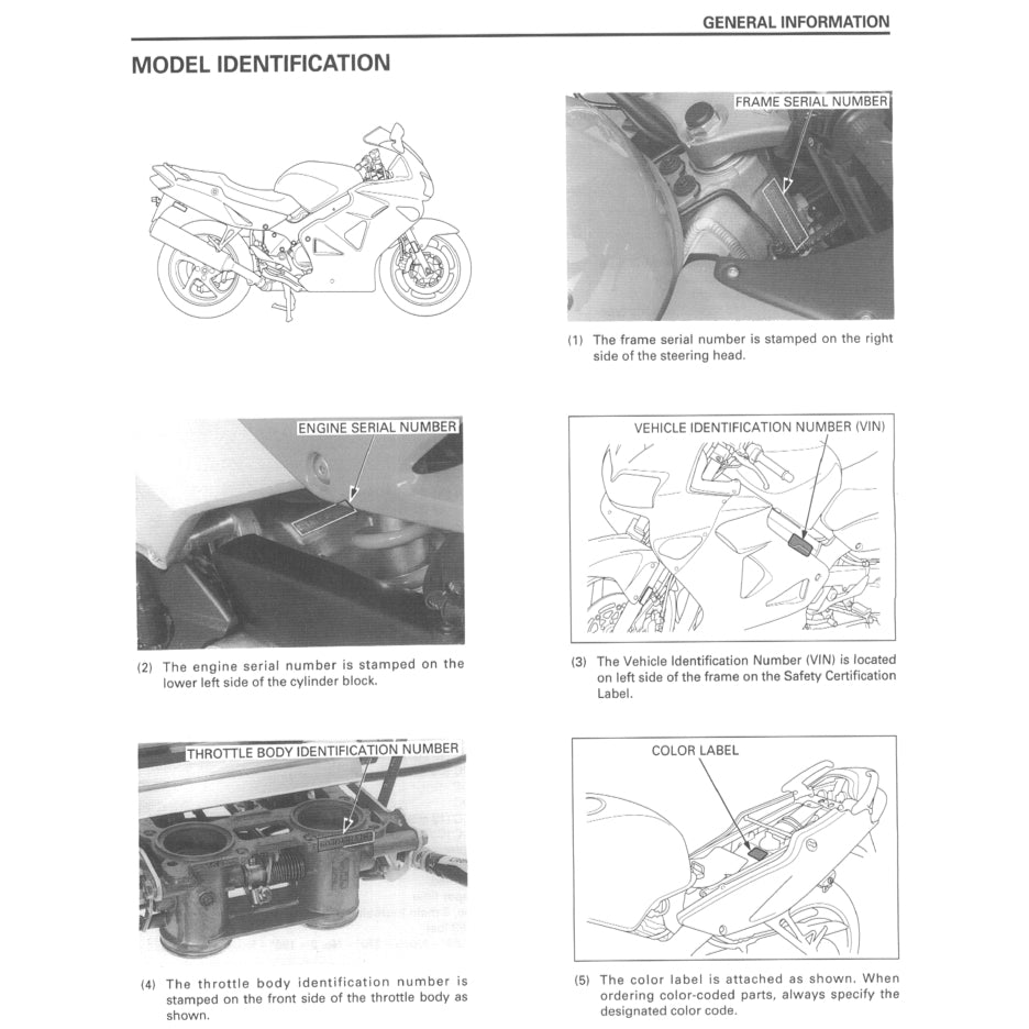 HONDA VFR800 Fi INTERCEPTOR (1997-2001) SERVICE WORKSHOP MANUAL + OWNER'S MANUAL
