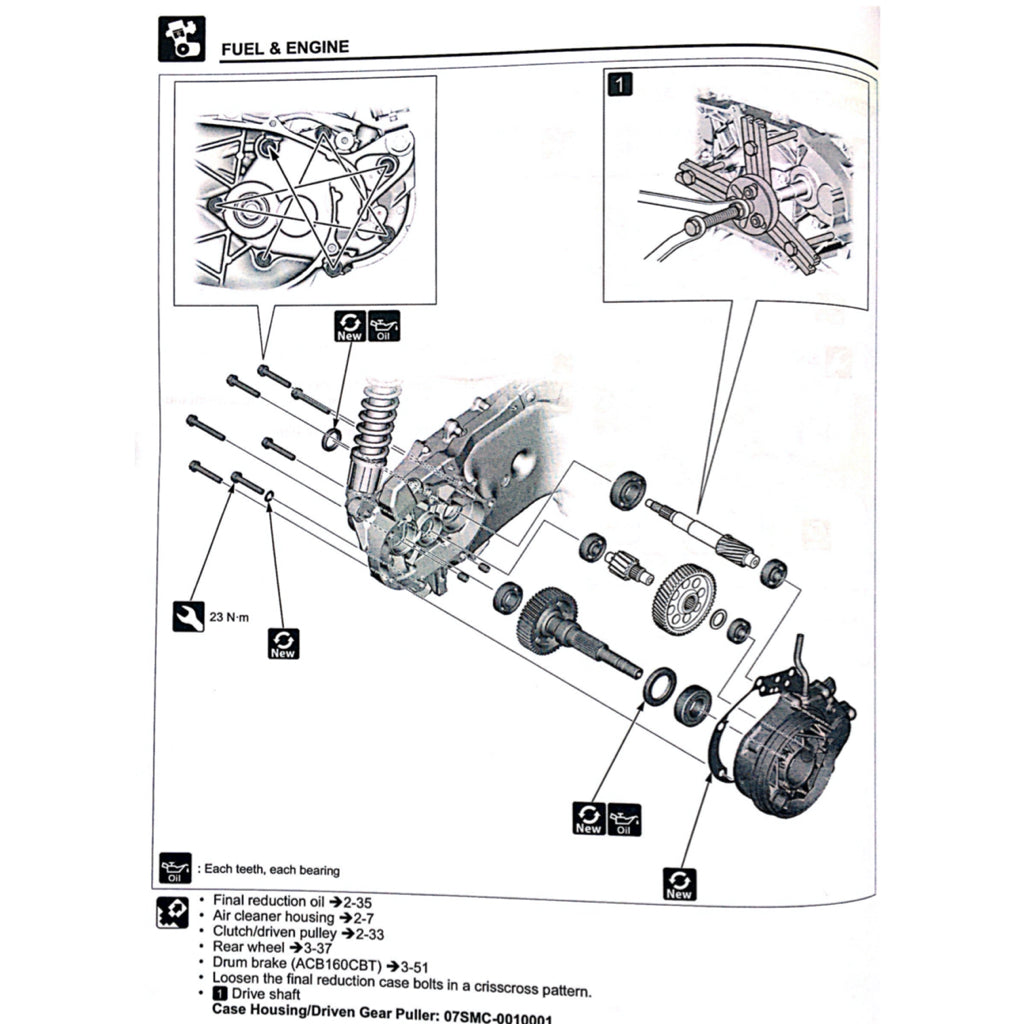 HONDA VARIO 160 ACB160CAT (2022+) SERVICE WORKSHOP MANUAL + PARTS CATALOGUE + OWNER'S MANUAL + TRAINING HANDOUTS