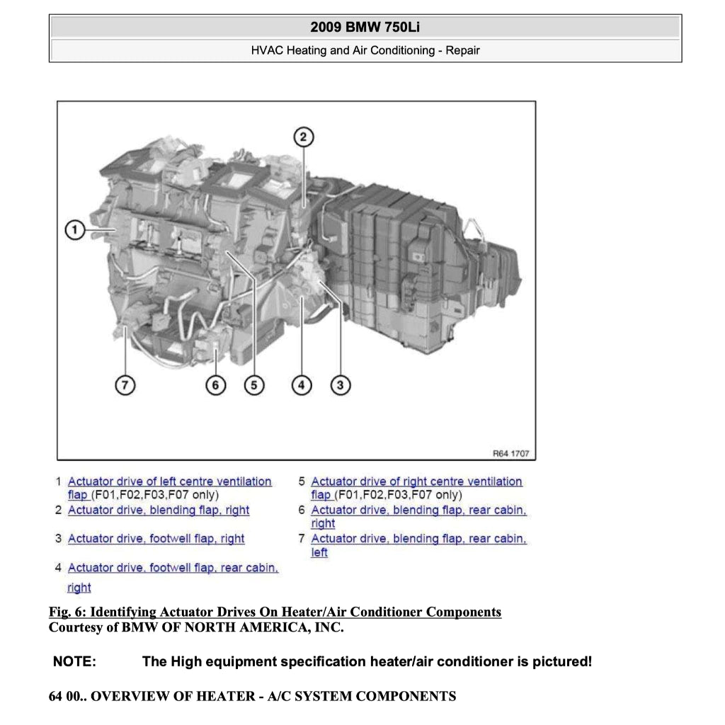BMW 7 SERIES F01/02/03 750 LI/760Li (2008-2015) SERVICE WORKSHOP MANUAL