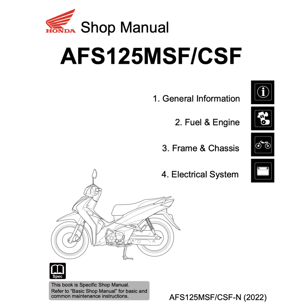 HONDA WAVE 125i (2021+) SERVICE WORKSHOP MANUAL + PARTS CATALOGUE+ OWNER'S MANUAL