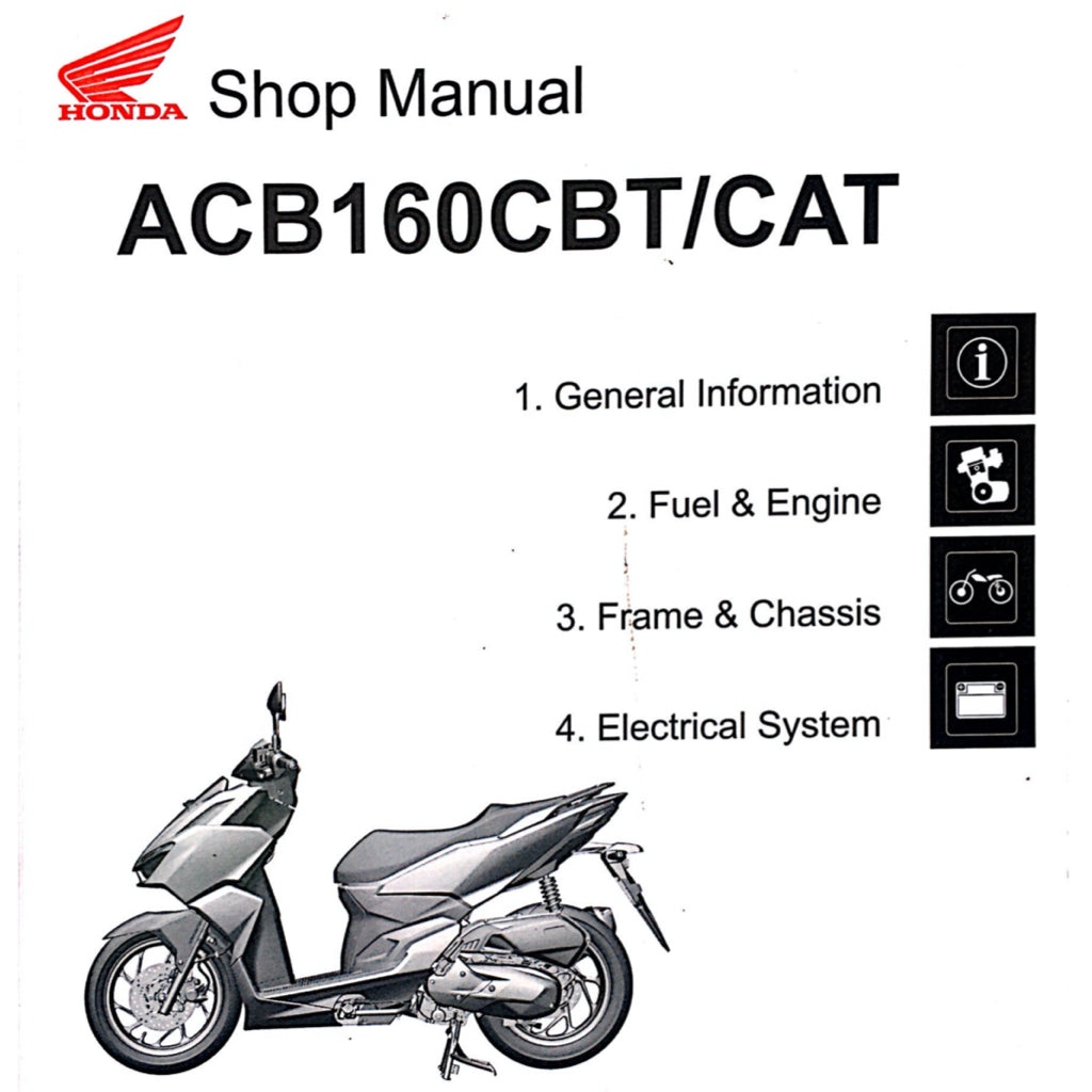 HONDA VARIO 160 ACB160CAT (2022+) SERVICE WORKSHOP MANUAL + PARTS CATALOGUE + OWNER'S MANUAL + TRAINING HANDOUTS