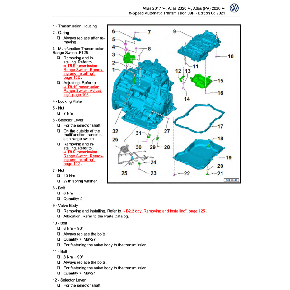 VW ATLAS (2O17-2024) SERVICE WORKSHOP MANUAL