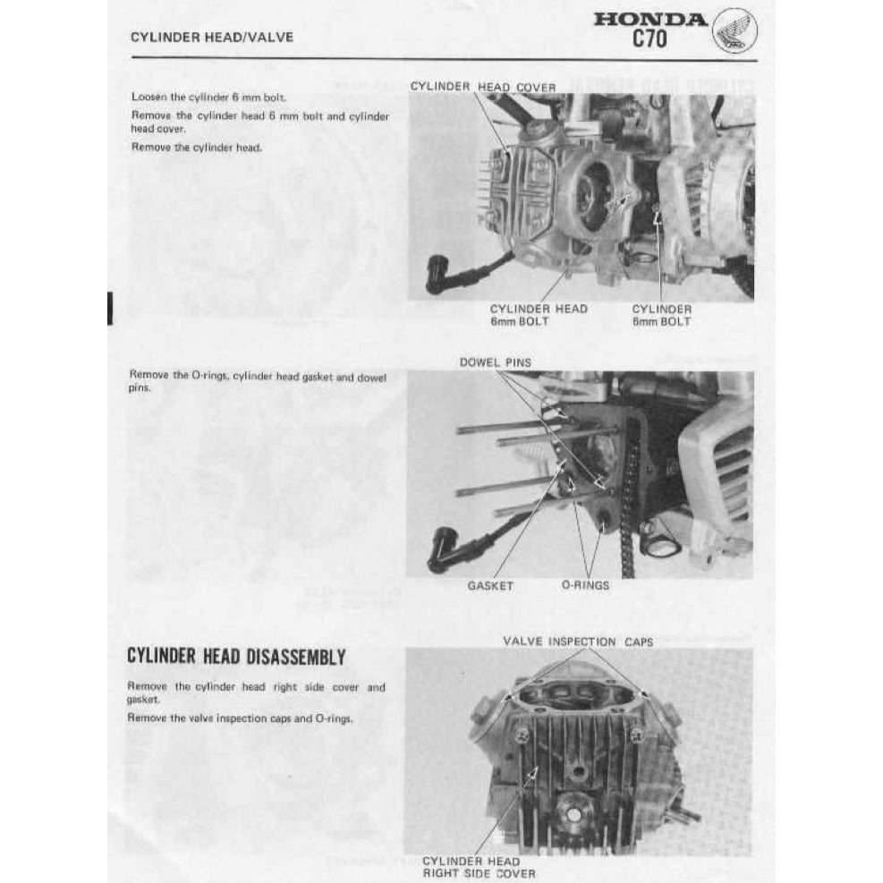 HONDA CUB70 C70 (1970-1991) SERVICE WORKSHOP MANUAL + PARTS CATALOGUE + OWNER'S MANUAL