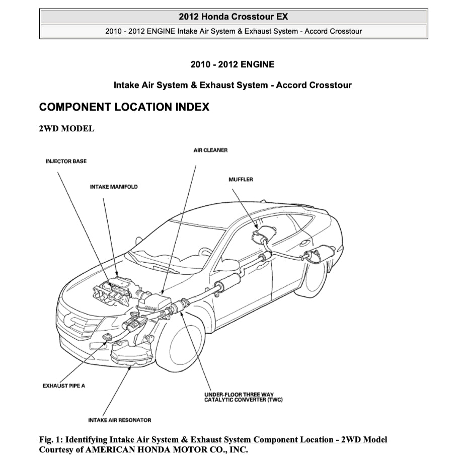 HONDA CROSSTOUR TF1/2 (2010-2015) SERVICE WORKSHOP MANUAL