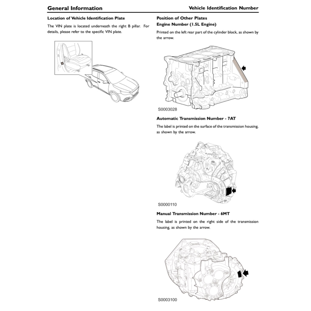 MG HS (2019+) SERVICE WORKSHOP MANUAL
