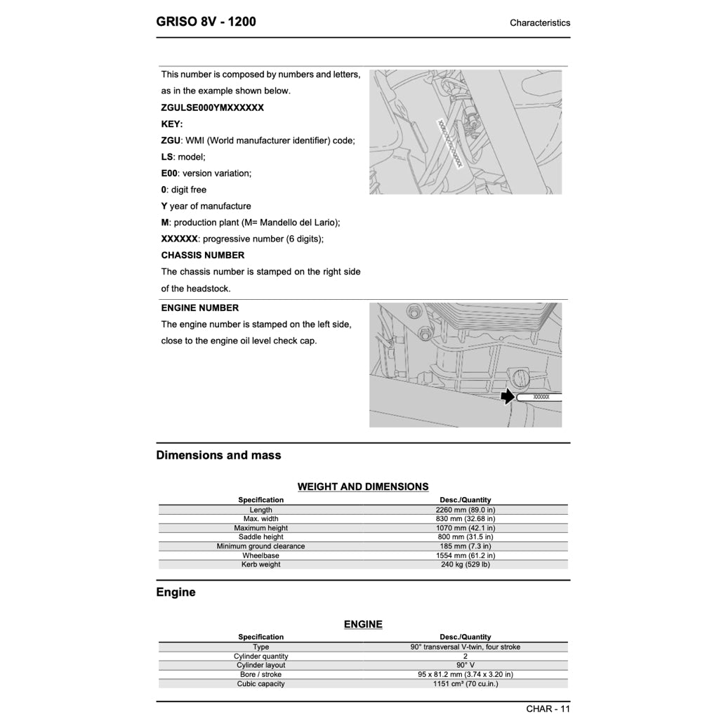 MOTO GUZZI GRISO 8V 1200 (2007-2017) SERVICE WORKSHOP MANUAL + PARTS CATALOGUE + OWNER'S MANUAL