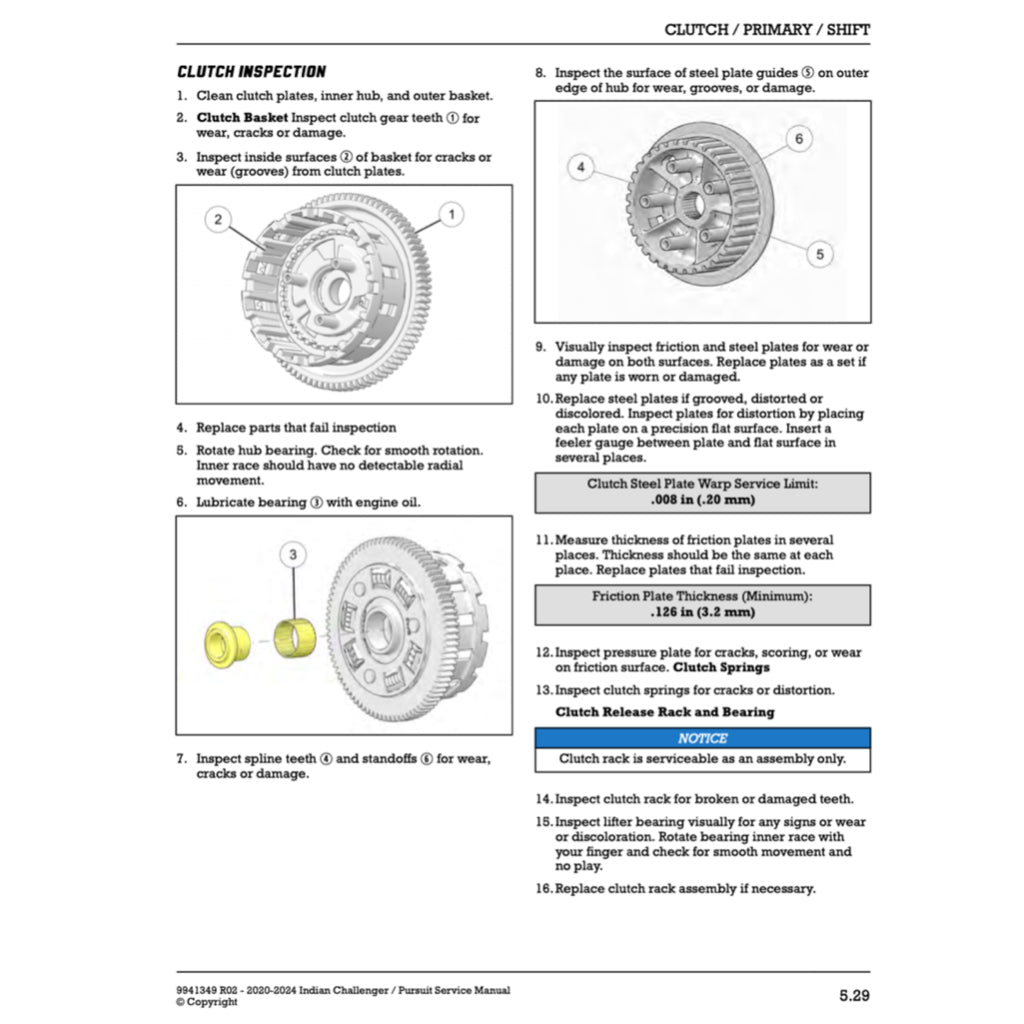 INDIAN CHALLENGER / PURSUIT (2020+) SERVICE WORKSHOP MANUAL + OWNER'S MANUAL