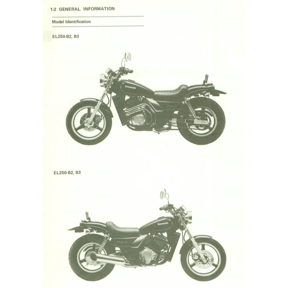 KAWASAKI ELIMINATOR EL250-E/250HS (1988-1997) SERVICE WORKSHOP MANUAL + OWNER'S MANUAL