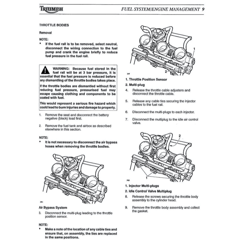 TRIUMPH SPRINT ST / RS (1999-2004) SERVICE WORKSHOP MANUAL + OWNER'S MANUAL