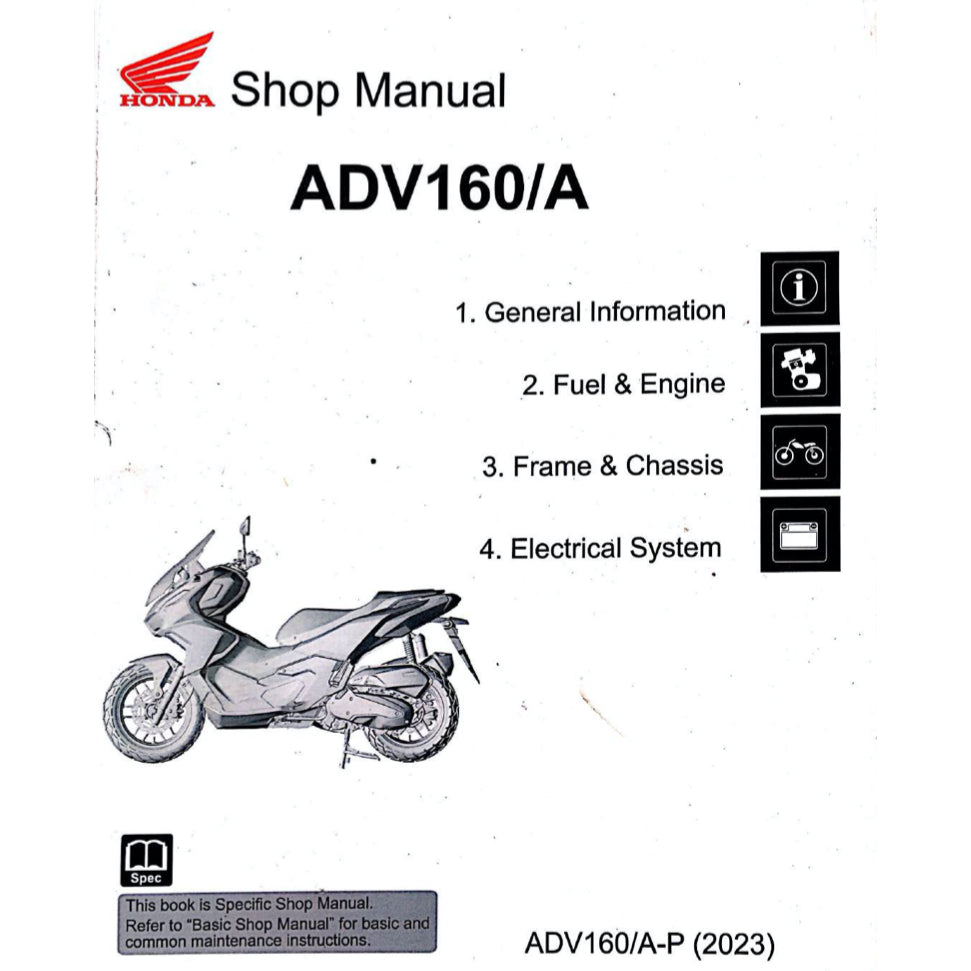 HONDA ADV160 ADV 160 (2023+) SERVICE WORKSHOP MANUAL + PARTS CATALOGUE + OWNER'S MANUAL