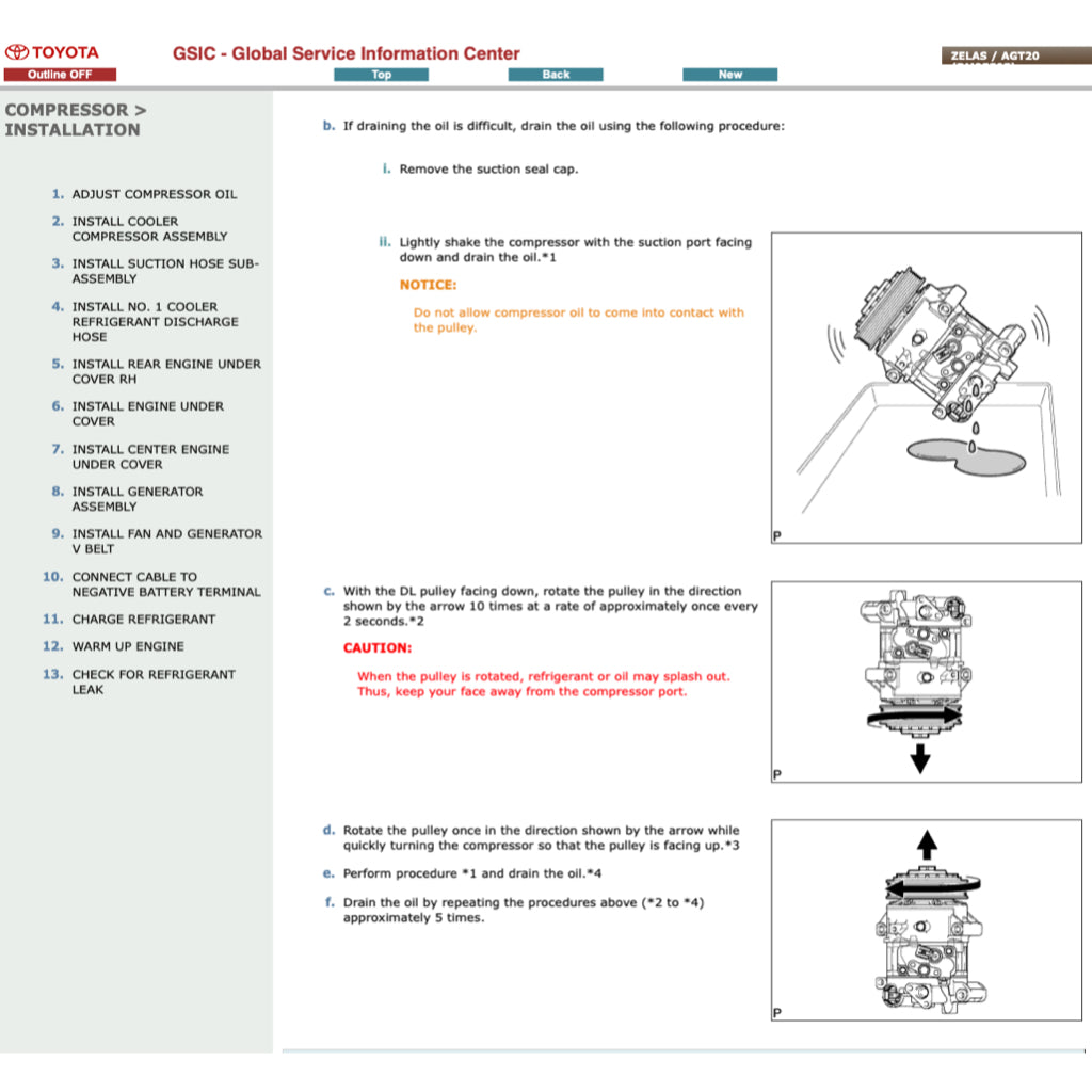 TOYOTA SCION TC ZELAS AGT20 (2010-2016) ONLINE SERVICE WORKSHOP MANUAL