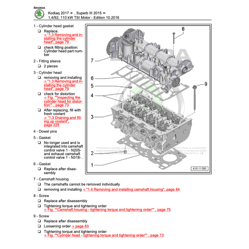 SKODA SUPERB B8-3V (2015+) SERVICE WORKSHOP MANUAL