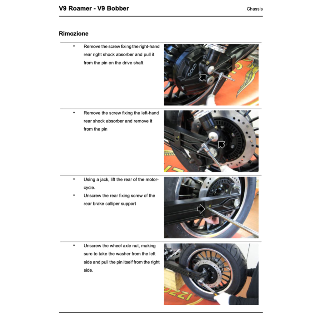 MOTO GUZZI V9 BOBBER V9 ROAMER (2016-2023) SERVICE WORKSHOP MANUAL + PARTS CATALOGUE + OWNER'S MANUAL