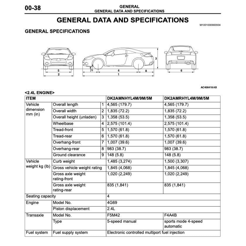 MITSUBISHI ECLIPSE DK2A/DK4A (2006-2012) SERVICE WORKSHOP MANUAL