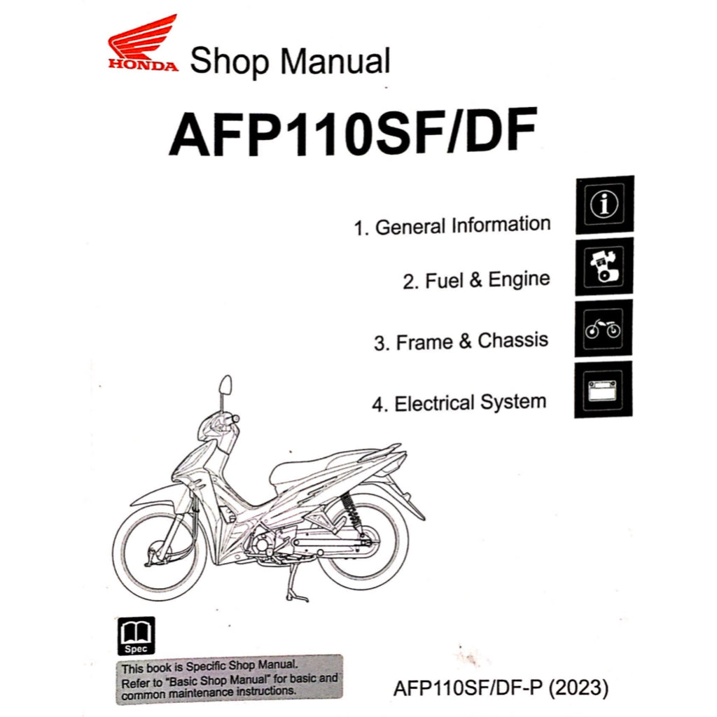 HONDA WAVE ALPHA 110  AFP1100SF (2023+) SERVICE WORKSHOP MANUAL + PARTS CATALOGUE +OWNER'S MANUAL