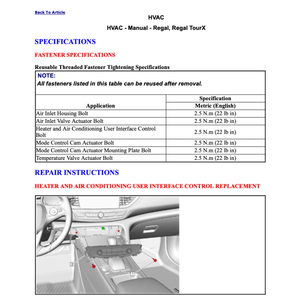 BUICK REGAL (2018-2020) SERVICE WORKSHOP MANUAL