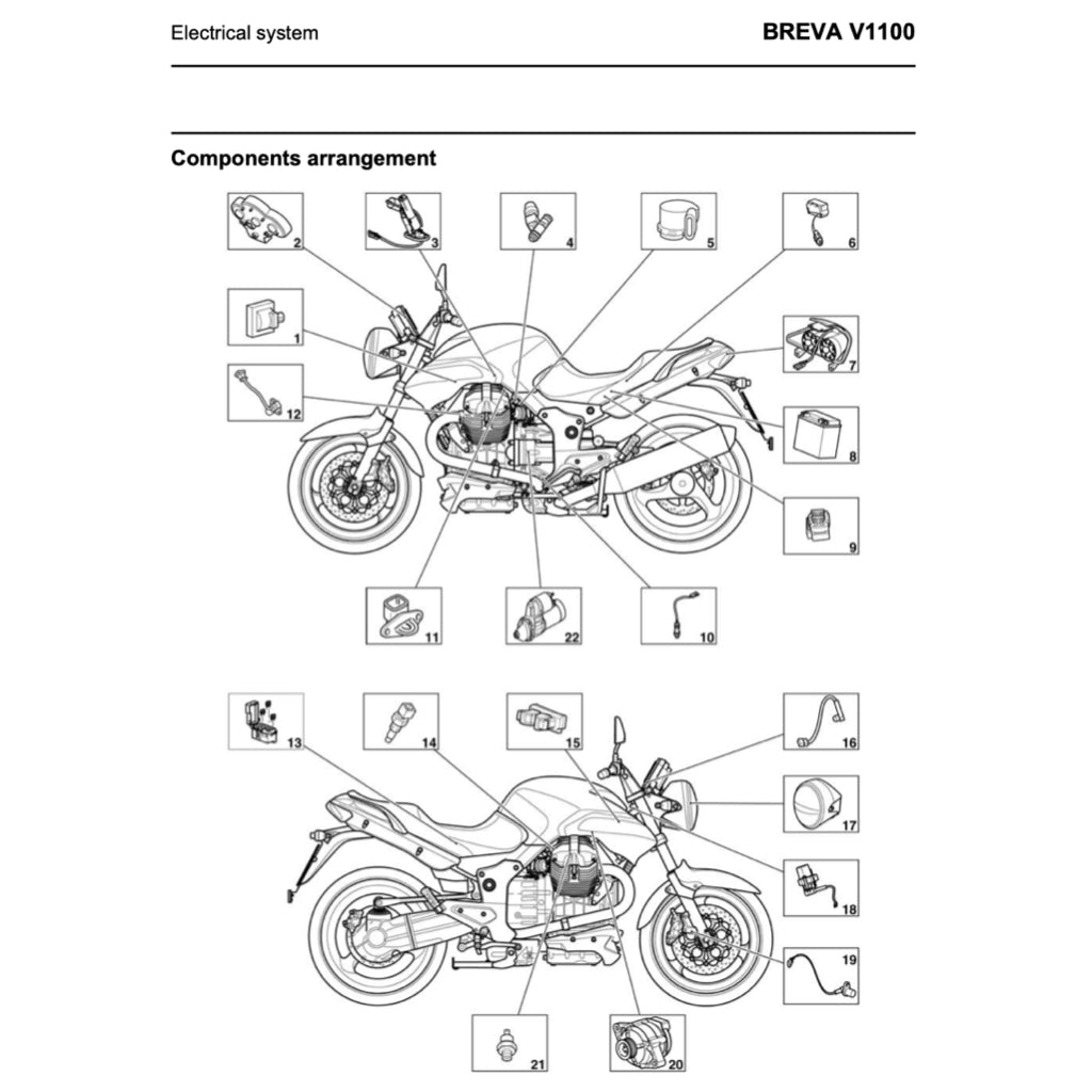 MOTO GUZZI BREVA V1100 (2005-2011) SERVICE WORKSHOP MANUAL + PARTS CATALOGUE + OWNER'S MANUAL