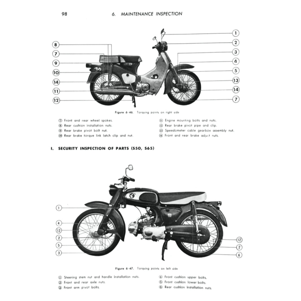 HONDA CUB50-65 C50 C65 (1966-1980) SERVICE WORKSHOP MANUAL + PARTS CATALOGUE + OWNER'S MANUAL