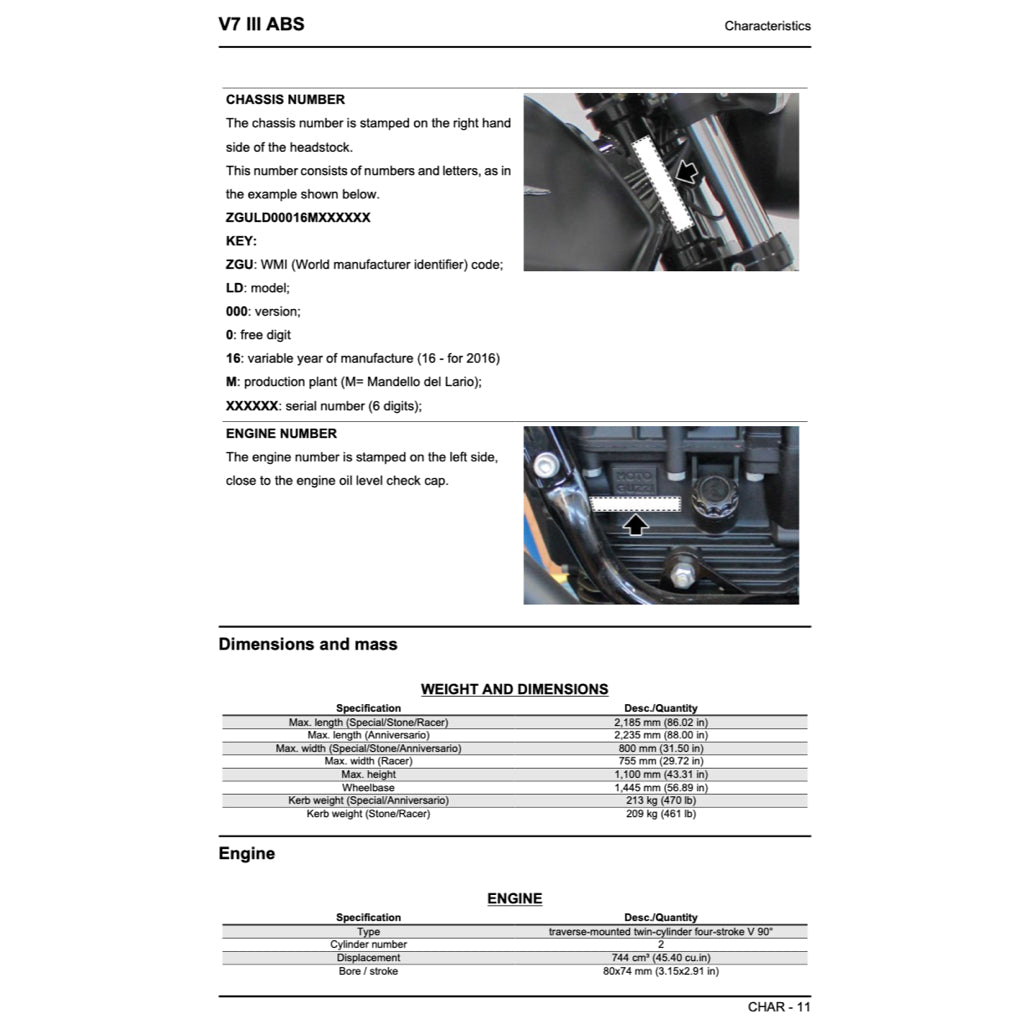 MOTO GUZZI V7 III E4 (2017-2021) SERVICE WORKSHOP MANUAL + PARTS CATALOGUE + OWNER'S MANUAL