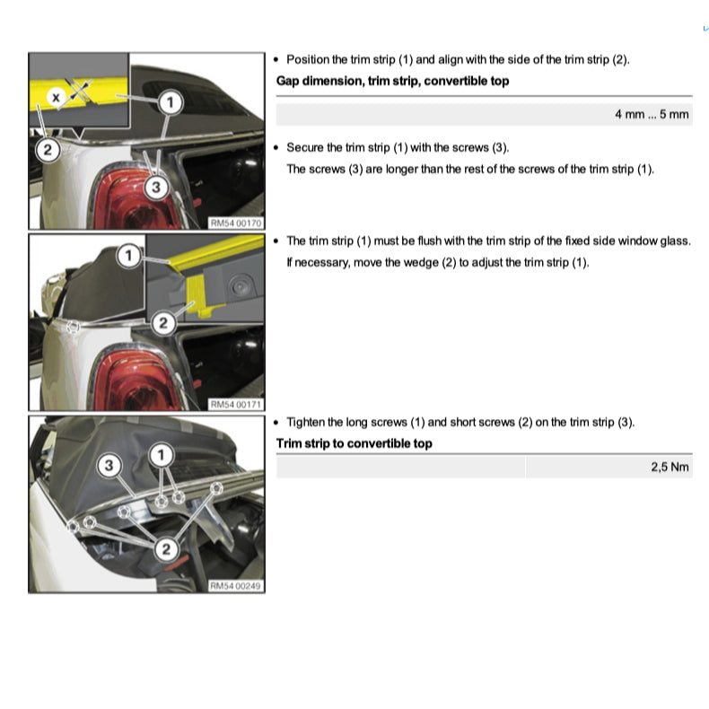 MINI COOPER F57 (2015-2024) CONVERTIBLE TOP SERVICE & REPAIR MANUAL