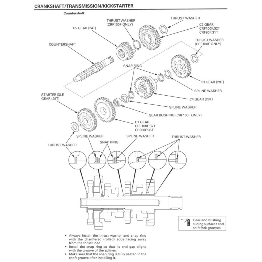 HONDA CRF80F CRF100F (2004-2013) SERVICE WORKSHOP MANUAL + PARTS CATALOGUE + OWNER'S MANUAL