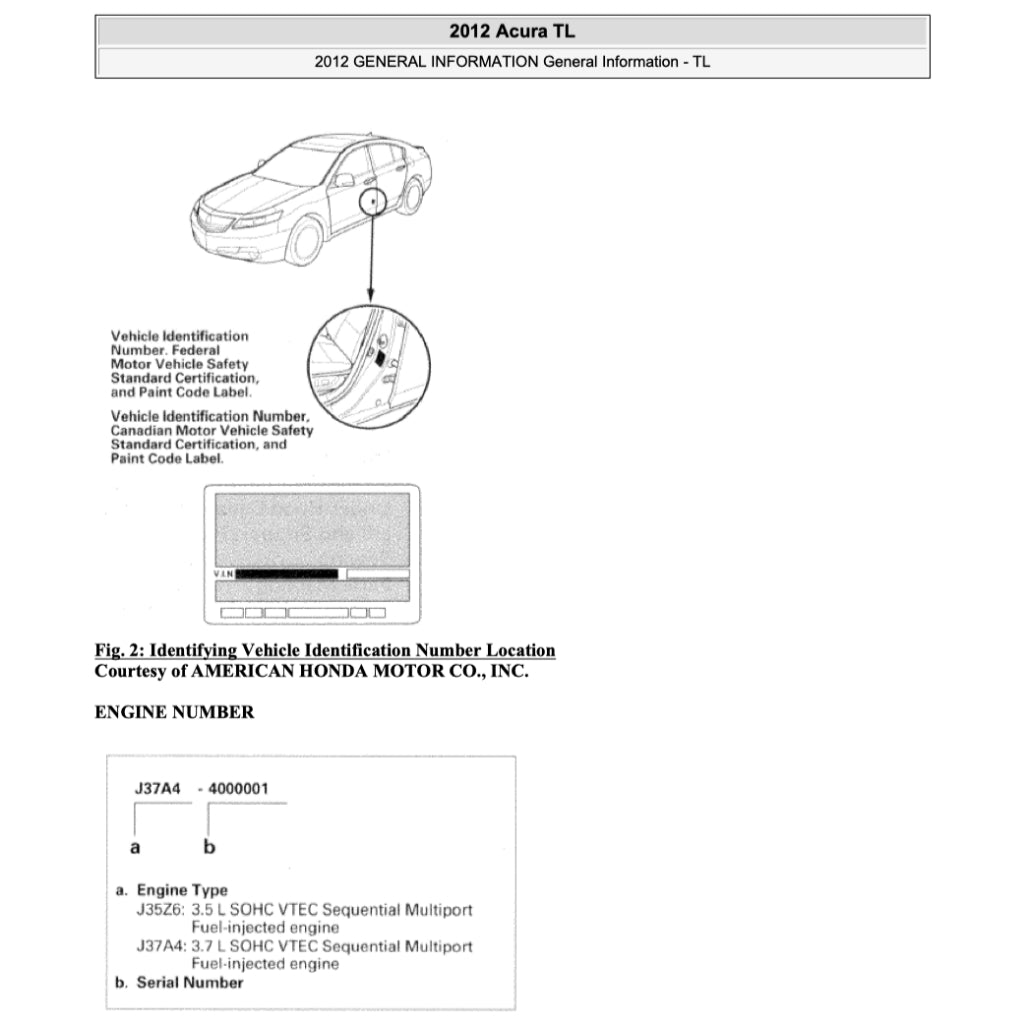 ACURA TL UA9 (2012-2014) SERVICE WORKSHOP MANUAL