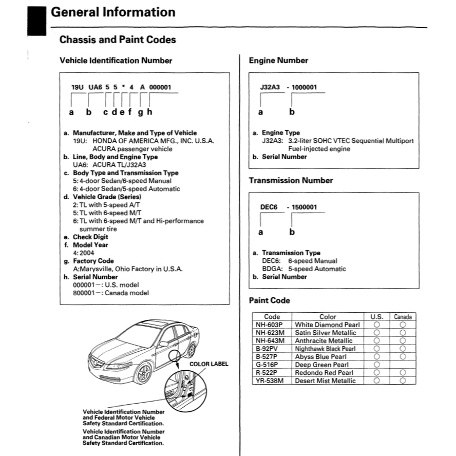 ACURA TL UA6-7 (2004-2008) SERVICE WORKSHOP MANUAL