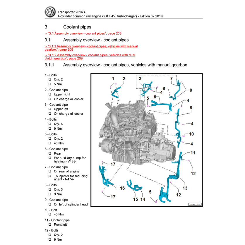 VW TRANSPORTER T6 (2016-2024) SERVICE WORKSHOP MANUAL