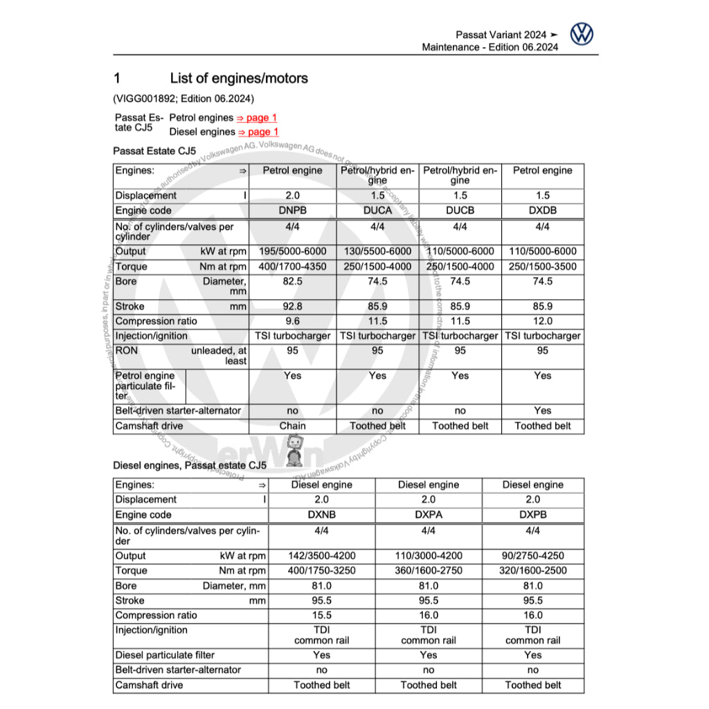 VW PASSAT B9 (2023+) SERVICE WORKSHOP MANUAL