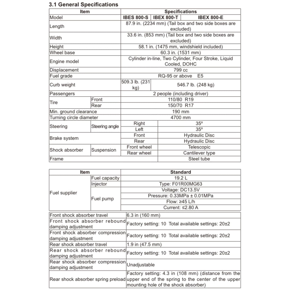 CFMOTO 800MT IBEX 800 (2025+) SERVICE WORKSHOP MANUAL + OWNER'S MANUAL